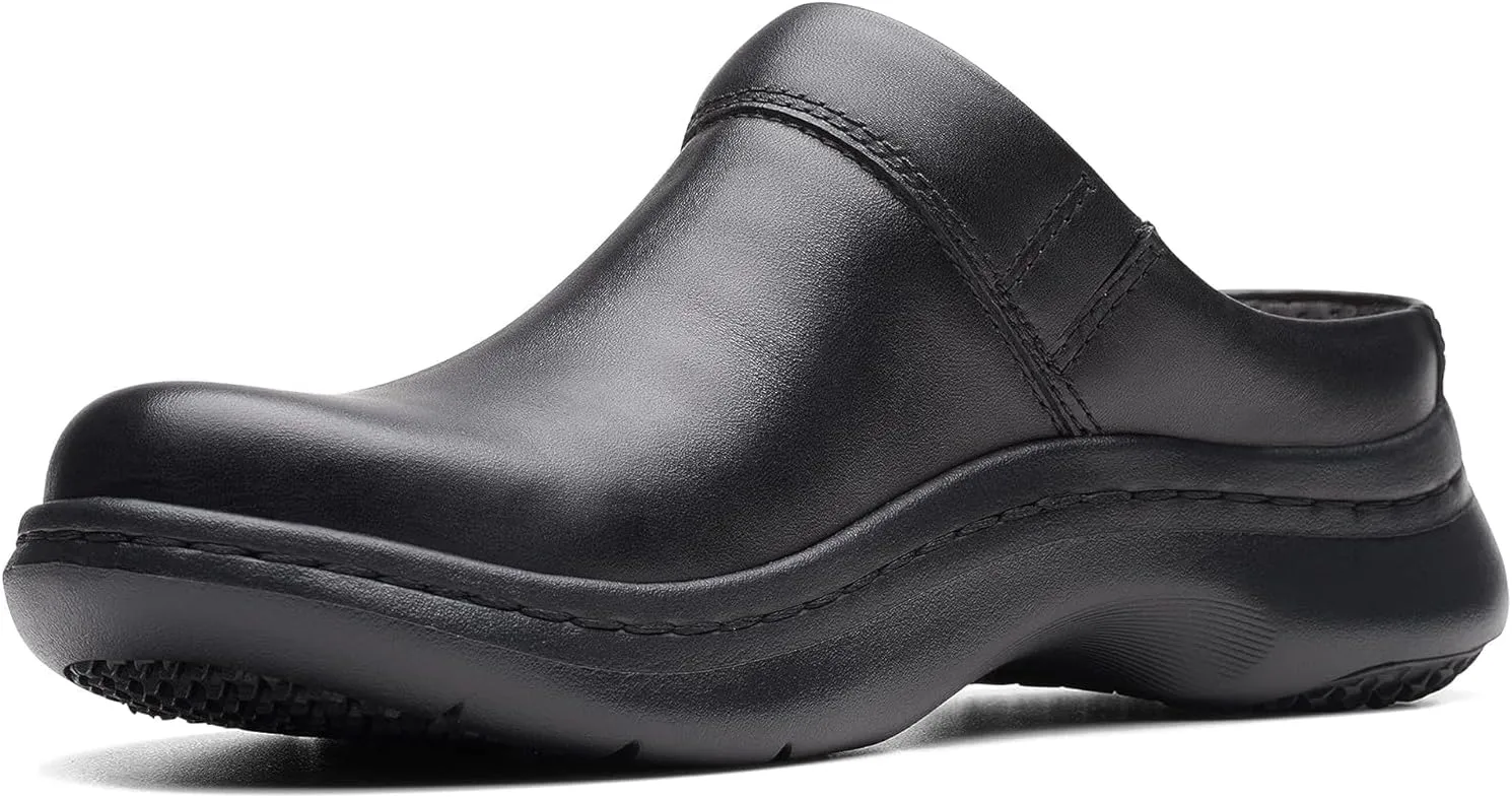 Clarks Unisex ClarksPro Clog Sneaker, Black Leather, 7.5 US Women