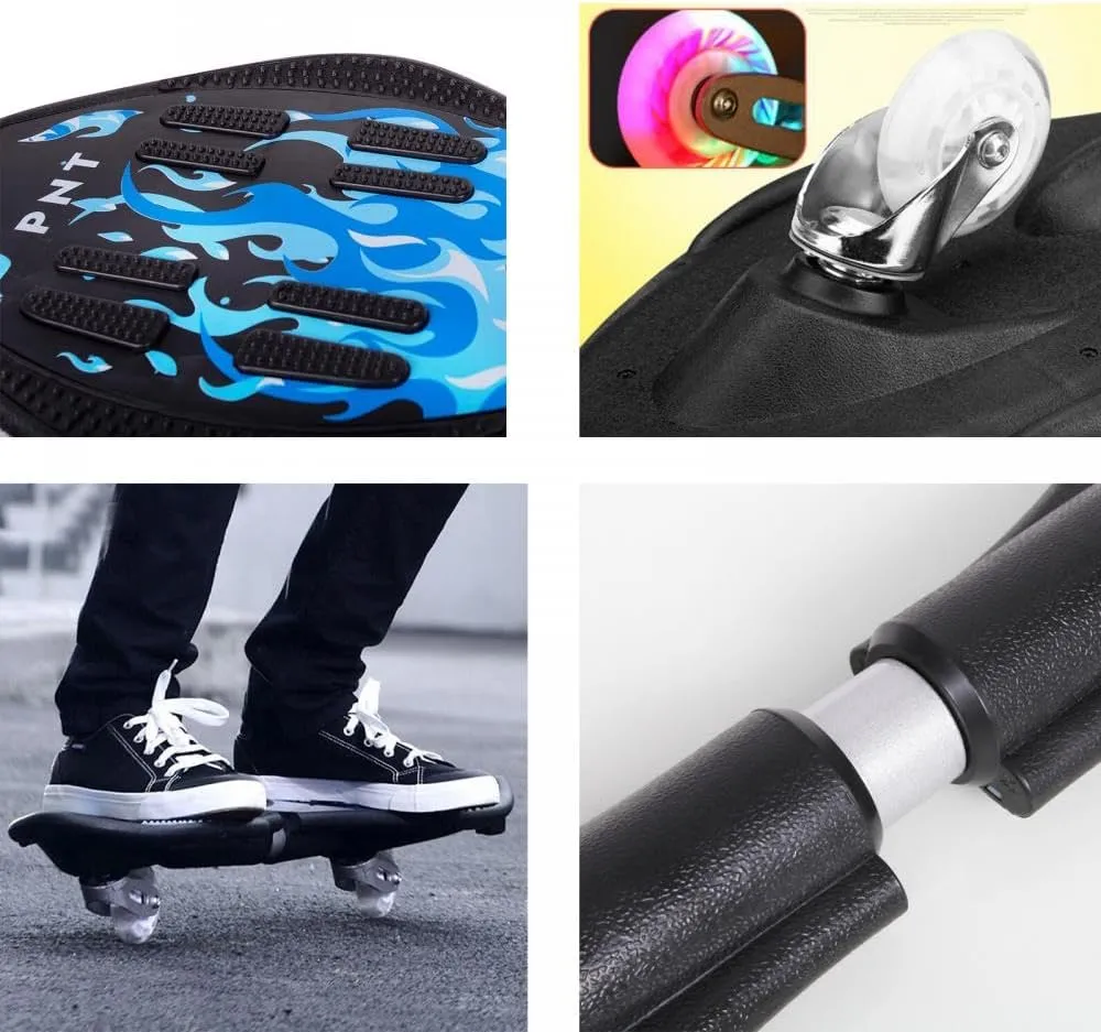 Comeon Caster Board, Compact and Lightweight Caster Board with 360-degree Casters and Illuminating Wheels,Deluxe Junior Skateboard for More Excitement, Fun and Visibility