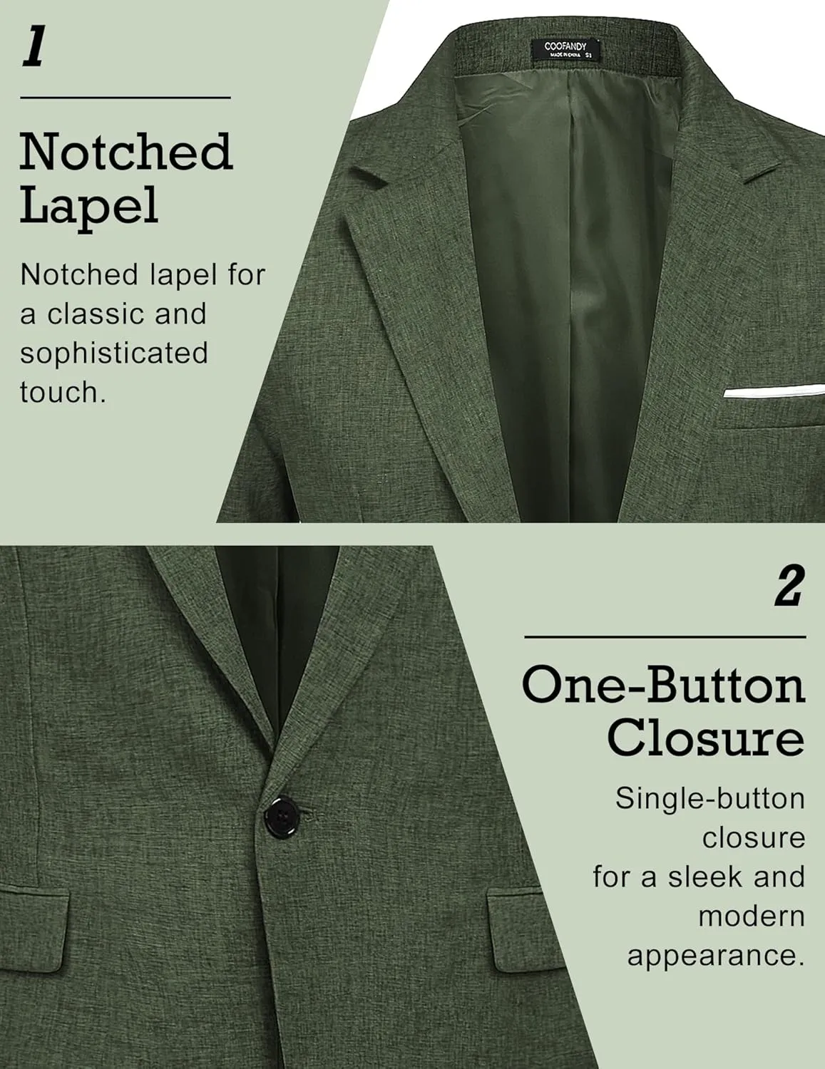 COOFANDY Men's Casual Suit Blazer Jackets Lightweight Sports Coats One Button Linen Texture Jacket