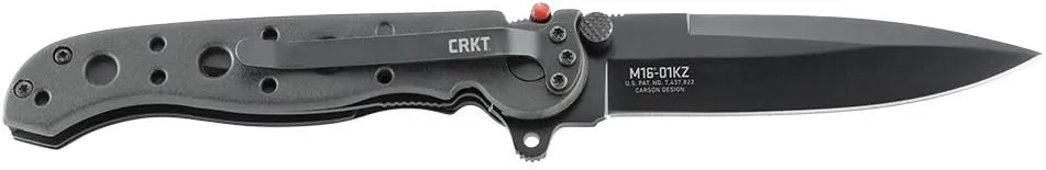 CRKT M16-01KZ EDC Folding Pocket Knife: Everyday Carry, Black Blade, Automated Liner Safety, Nylon Handle, Pocket Clip