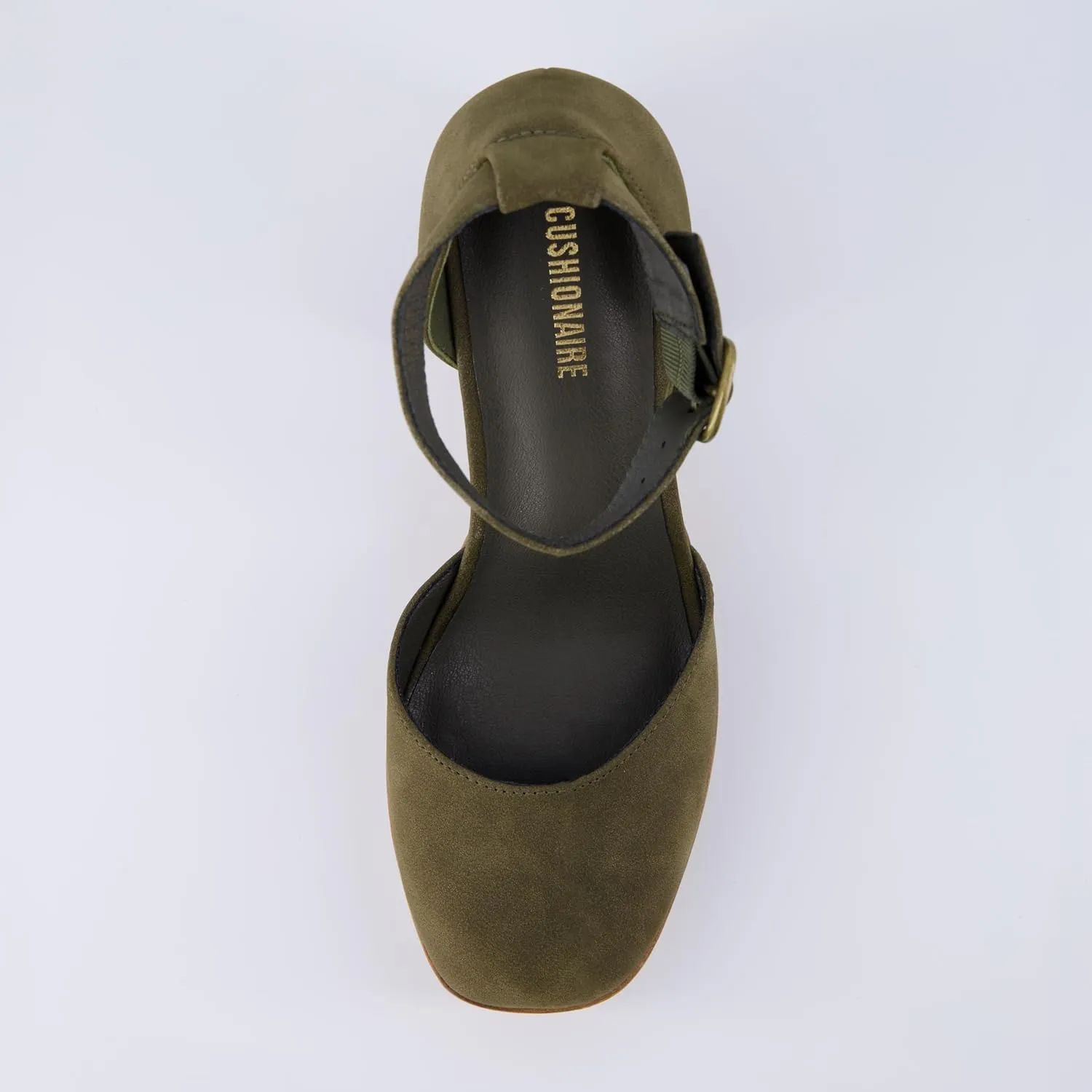 CUSHIONAIRE Women's Tanner Leather stack block heel with Memory Foam Padding, Wide Widths Available