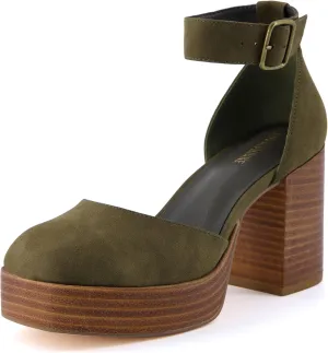 CUSHIONAIRE Women's Tanner Leather stack block heel with Memory Foam Padding, Wide Widths Available