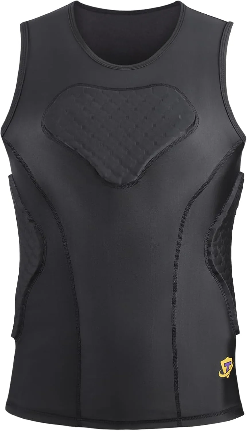 DGXINJUN Men Padded Chest Rib Protector Vest 4-Pads Shirt for Adult Football Baseball Softball Rugby Basketball