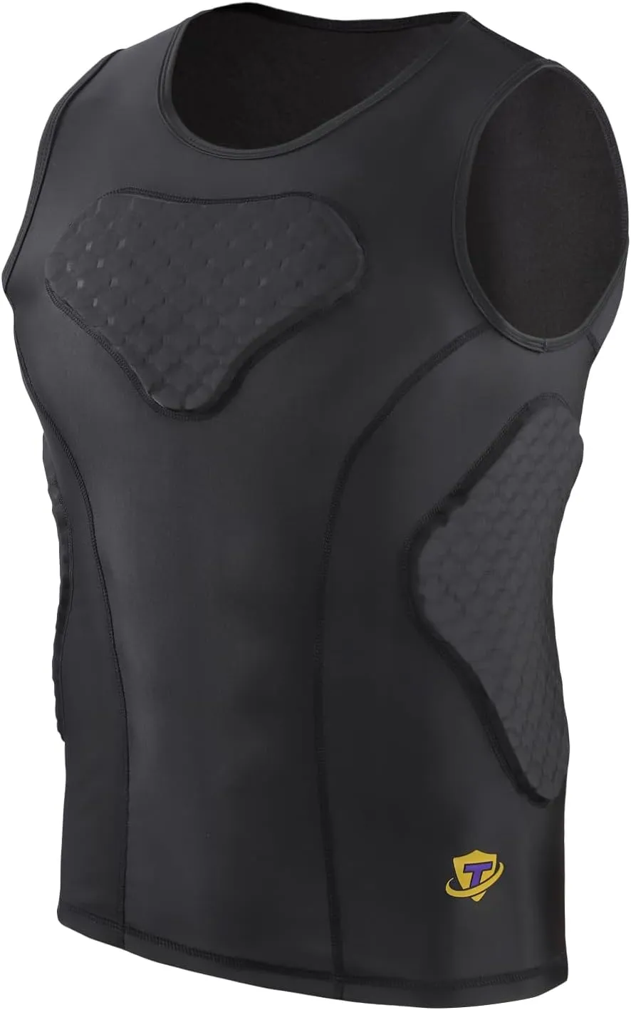 DGXINJUN Men Padded Chest Rib Protector Vest 4-Pads Shirt for Adult Football Baseball Softball Rugby Basketball