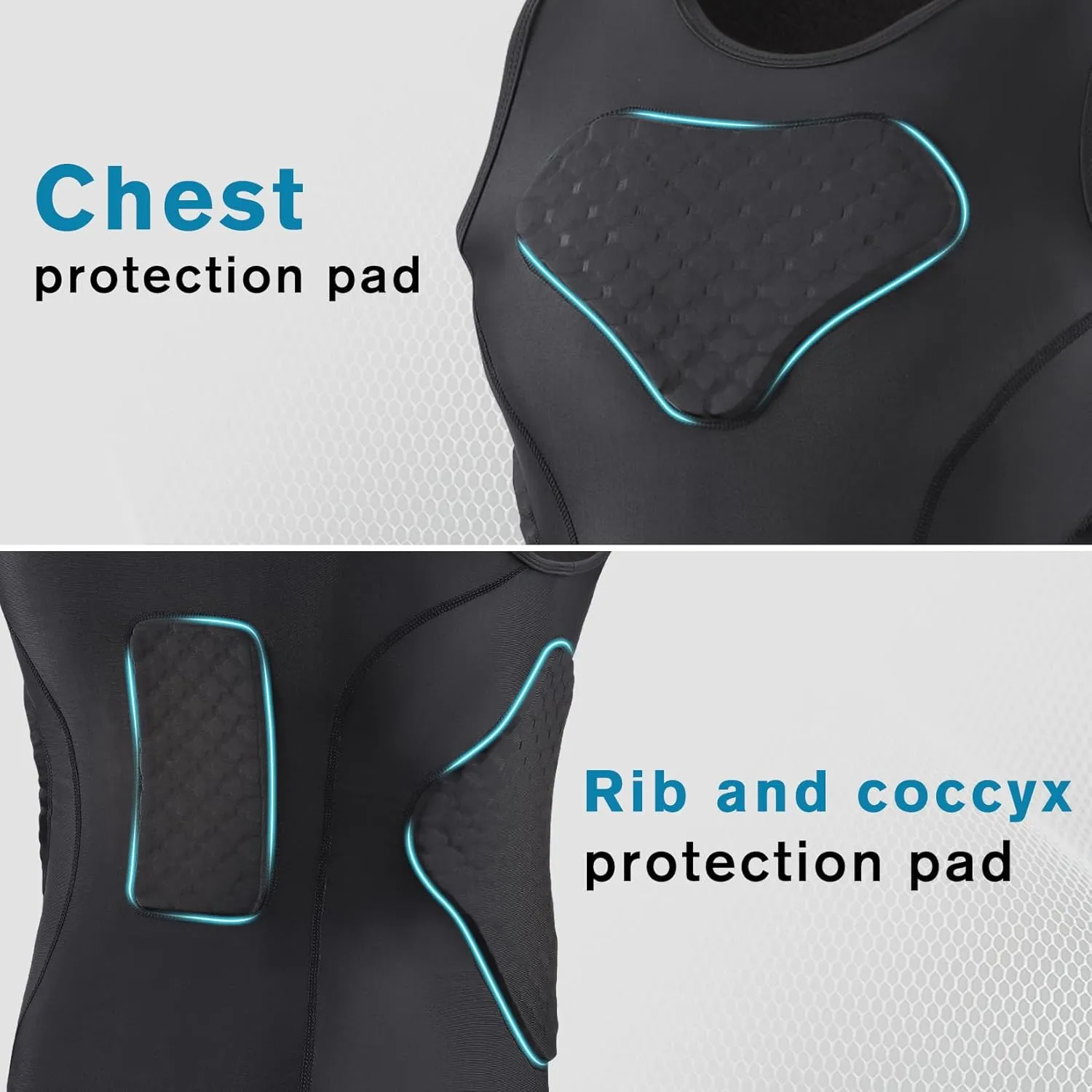 DGXINJUN Men Padded Chest Rib Protector Vest 4-Pads Shirt for Adult Football Baseball Softball Rugby Basketball