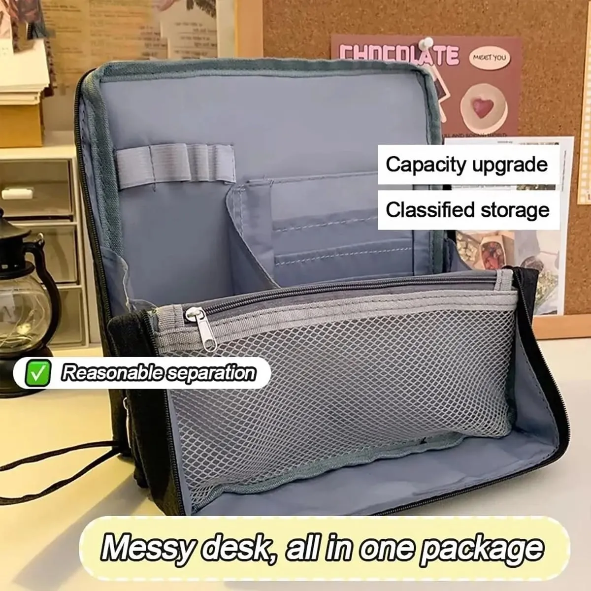 Doresty Makeup Bag, 2025 New Standing Makeup Bag – Portable, Large Capacity, Travel Makeup Organizer, Waterproof Oxford Cloth Cosmetic Toiletry Bags with Compartments (Beige)