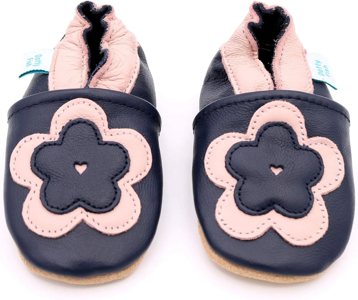 Dotty Fish Girls Infant and Toddler Shoes – Barefoot-Friendly, Non-Slip Suede Sole, Podiatrist Recommended, Breathable Baby-Safe Leather, British Brand – Fits 0–4 Years