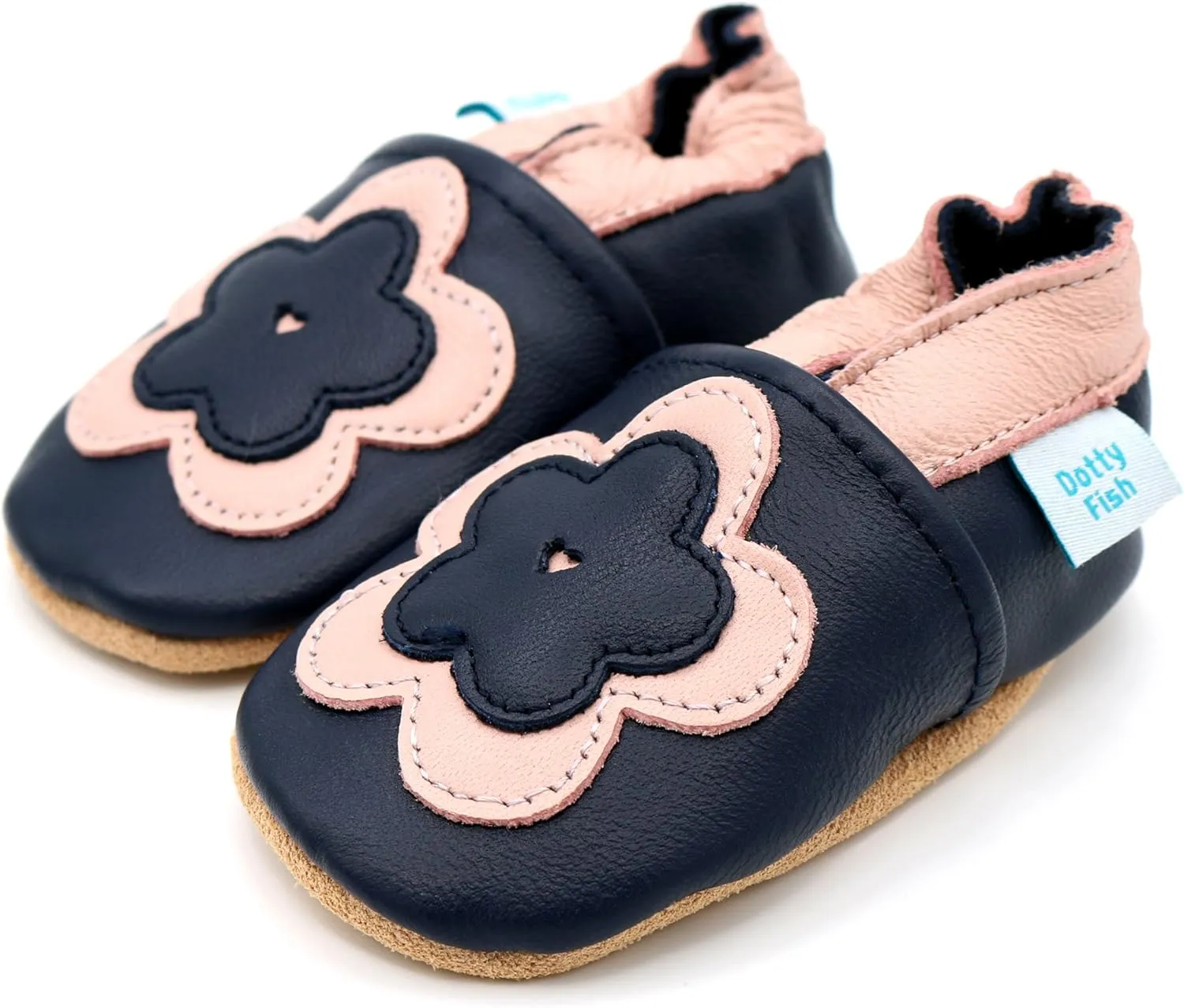 Dotty Fish Girls Infant and Toddler Shoes – Barefoot-Friendly, Non-Slip Suede Sole, Podiatrist Recommended, Breathable Baby-Safe Leather, British Brand – Fits 0–4 Years