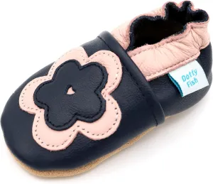 Dotty Fish Girls Infant and Toddler Shoes – Barefoot-Friendly, Non-Slip Suede Sole, Podiatrist Recommended, Breathable Baby-Safe Leather, British Brand – Fits 0–4 Years