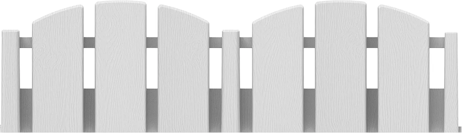 EasyFlex No-Dig Landscape Edging with Anchoring Spikes, 4.5 in. Tall Decorative Adirondack Wood-Look Fence Garden Border, 15 Foot Kit, White (3600WT-15C-6)