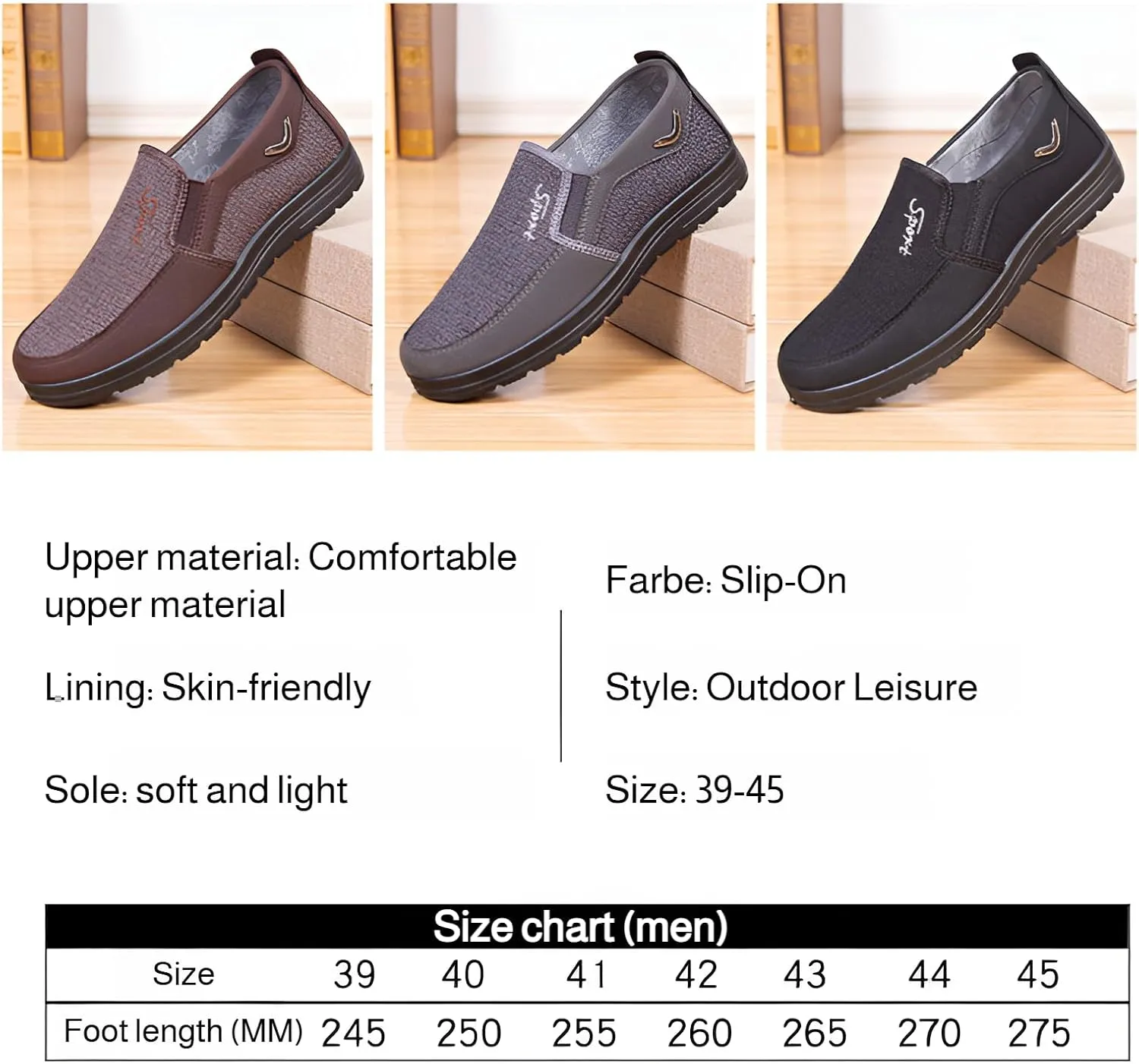 Ellniges]Men's Casual Shoes for Seniors - Soft Sole Comfortable Canvas Shoes | for Relaxed Walks and Casual Outings
