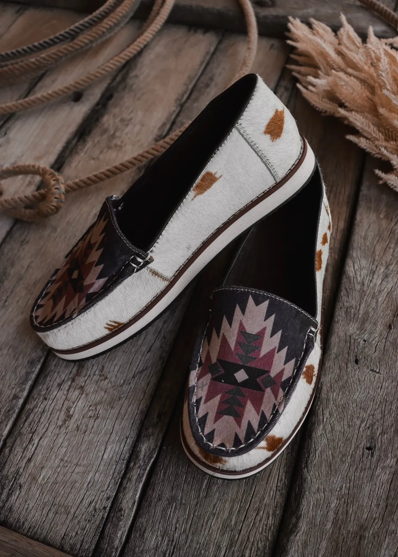Elodie Cowhide Slip-Ons