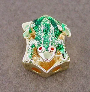 Enameled Frog Slide in 14 Karat Gold