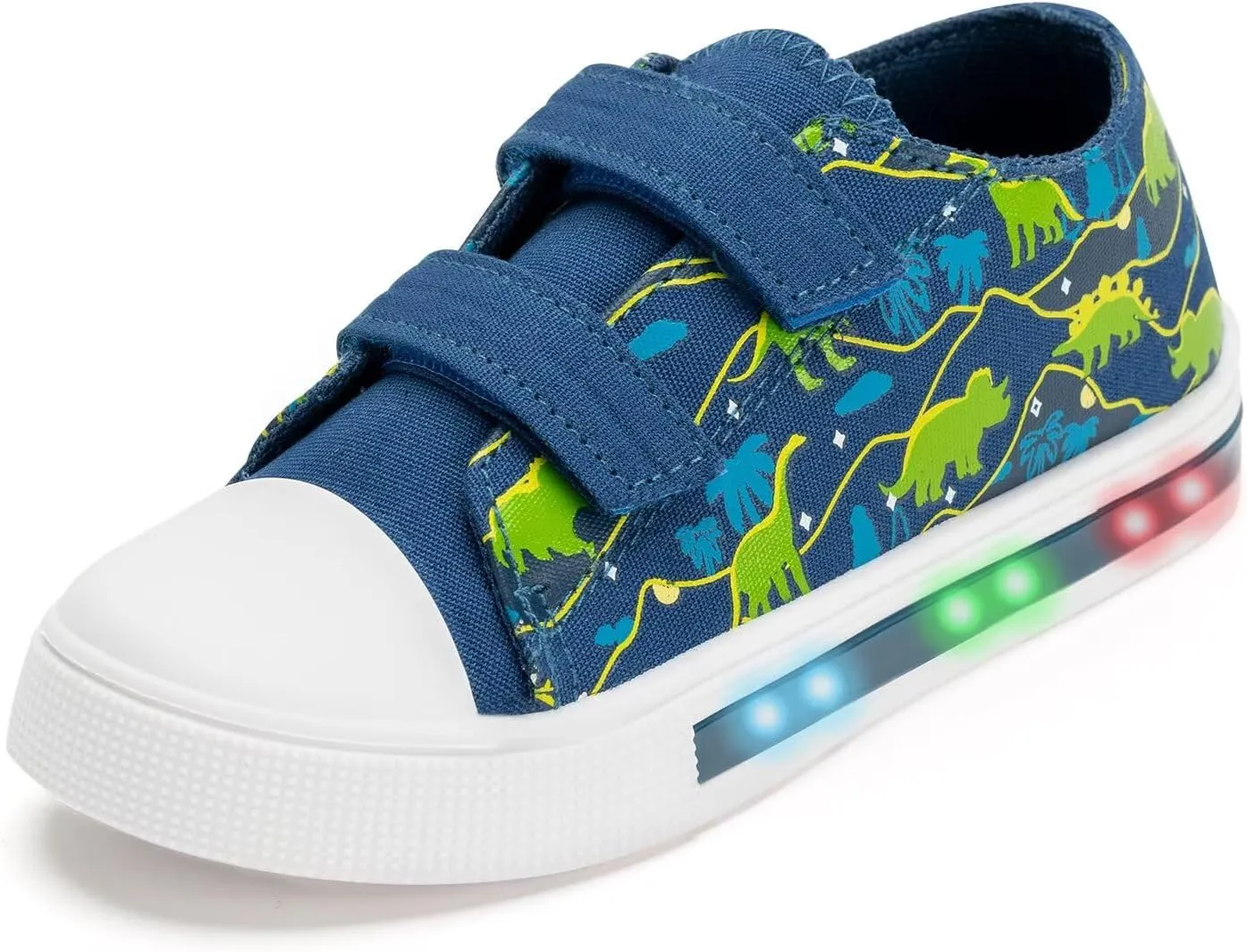 EUXTERPA Toddler Light Up Sneakers Kids Casual Canvas Shoes with Adjustable Strap for Girls Boys