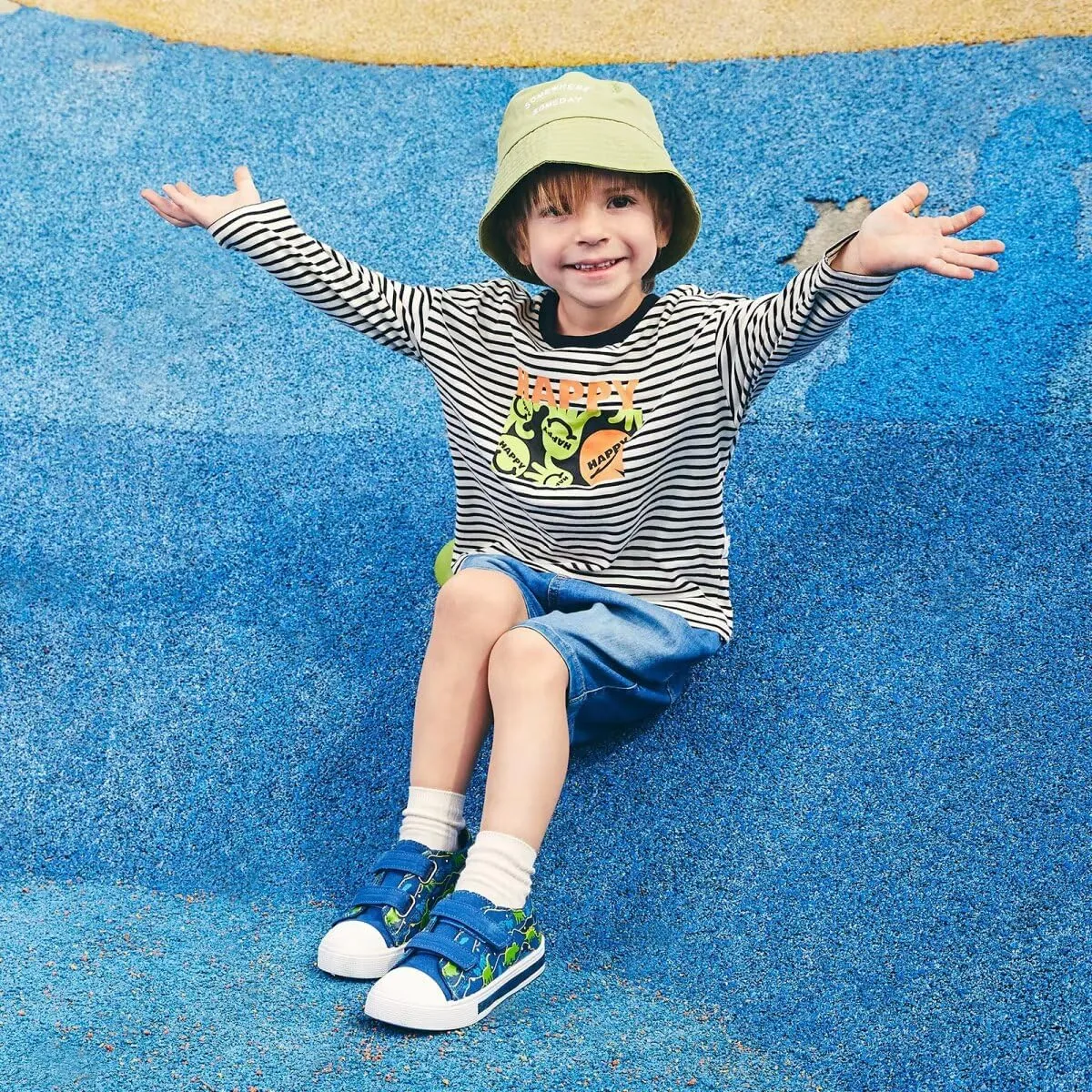 EUXTERPA Toddler Light Up Sneakers Kids Casual Canvas Shoes with Adjustable Strap for Girls Boys