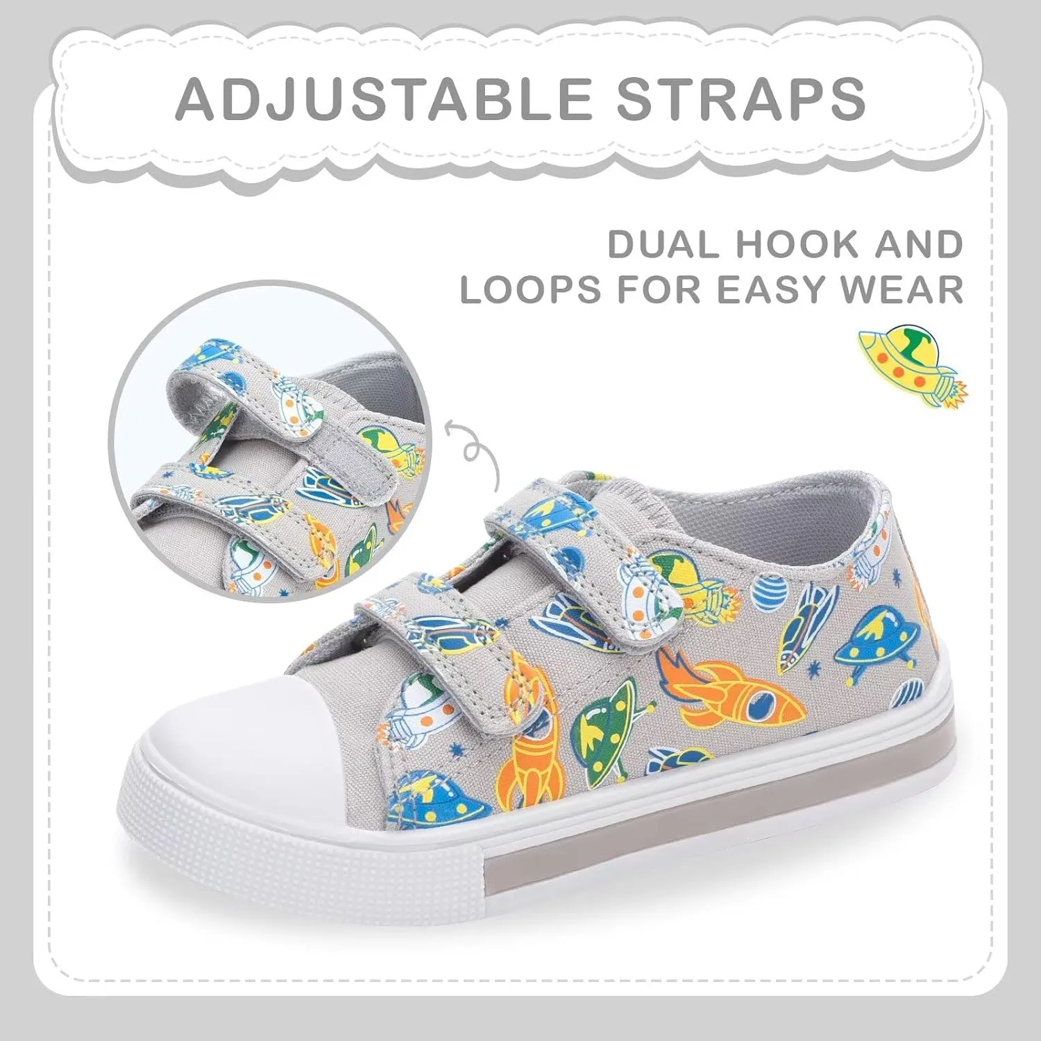 EUXTERPA Toddler Light Up Sneakers Kids Casual Canvas Shoes with Adjustable Strap for Girls Boys