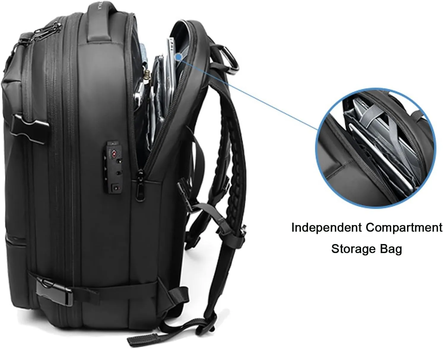 Ezy Vac Backpack, Spacevac backpack, 60L Expandable Spacevac Pro Backpacks Water Resistant Anti Theft Travel Business (Gary Pump)