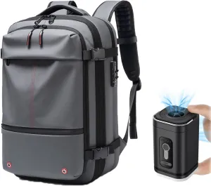 Ezy Vac Backpack, Spacevac backpack, 60L Expandable Spacevac Pro Backpacks Water Resistant Anti Theft Travel Business (Gary Pump)