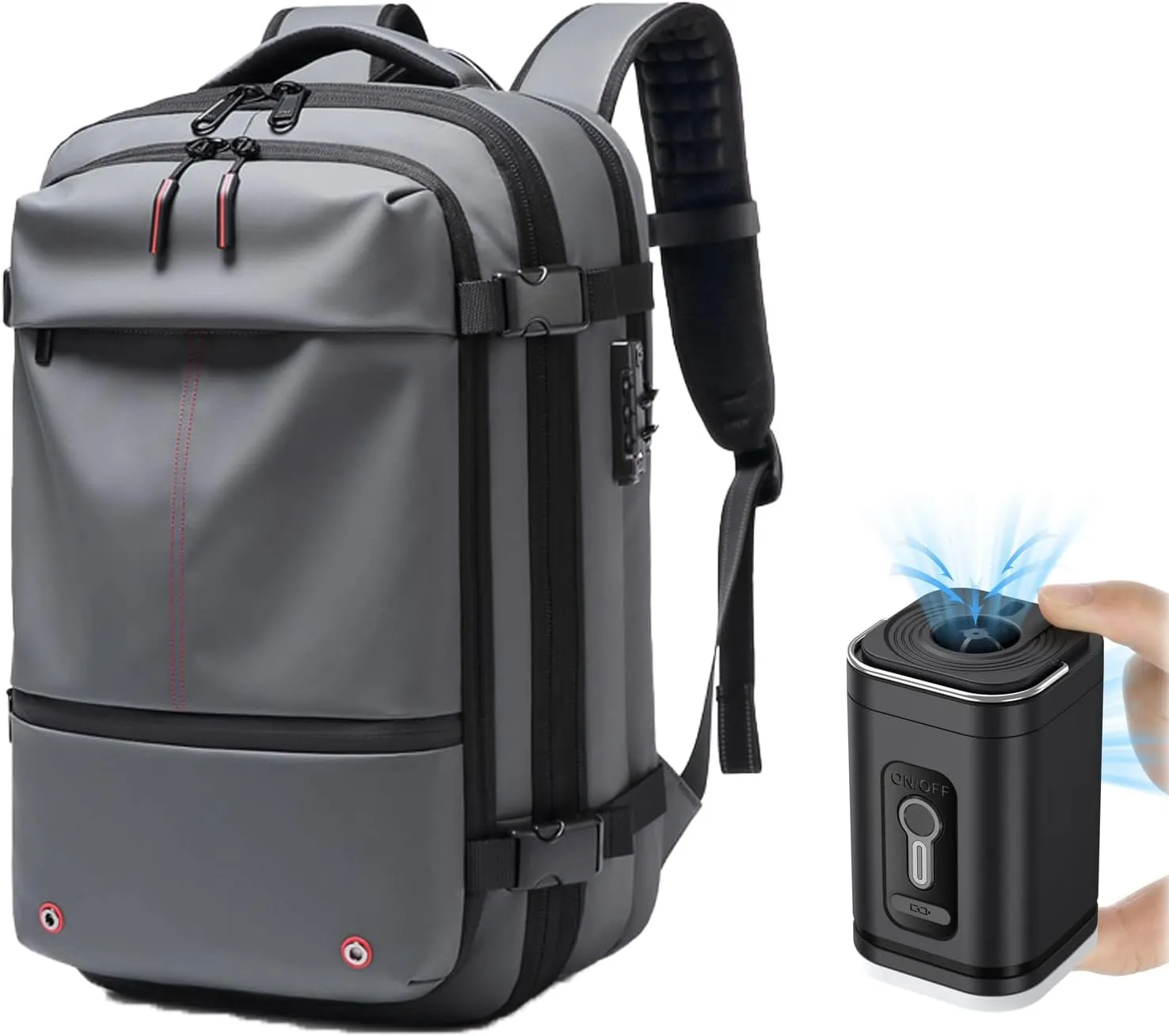 Ezy Vac Backpack, Spacevac backpack, 60L Expandable Spacevac Pro Backpacks Water Resistant Anti Theft Travel Business (Gary Pump)