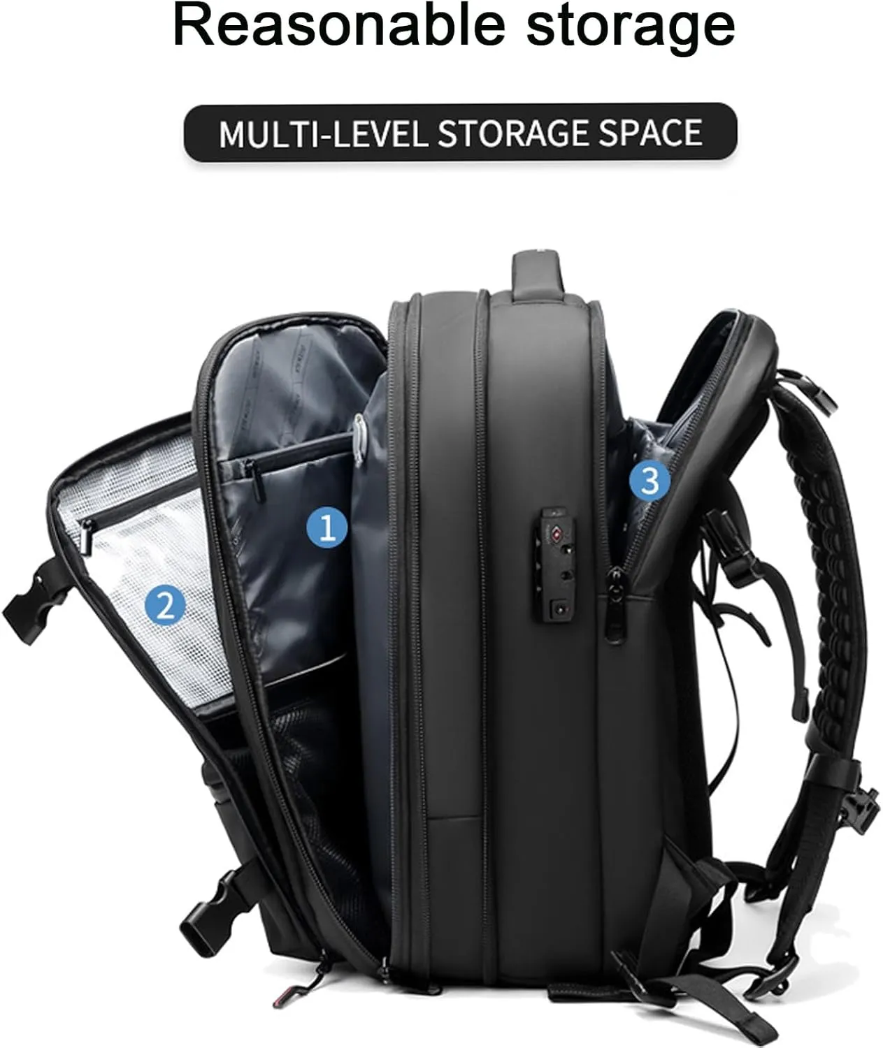 Ezy Vac Backpack, Spacevac backpack, 60L Expandable Spacevac Pro Backpacks Water Resistant Anti Theft Travel Business (Gray)