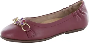 FitFlop Womens Allegro Blossom Leather Ballerina Flats, Dark Red, US 8