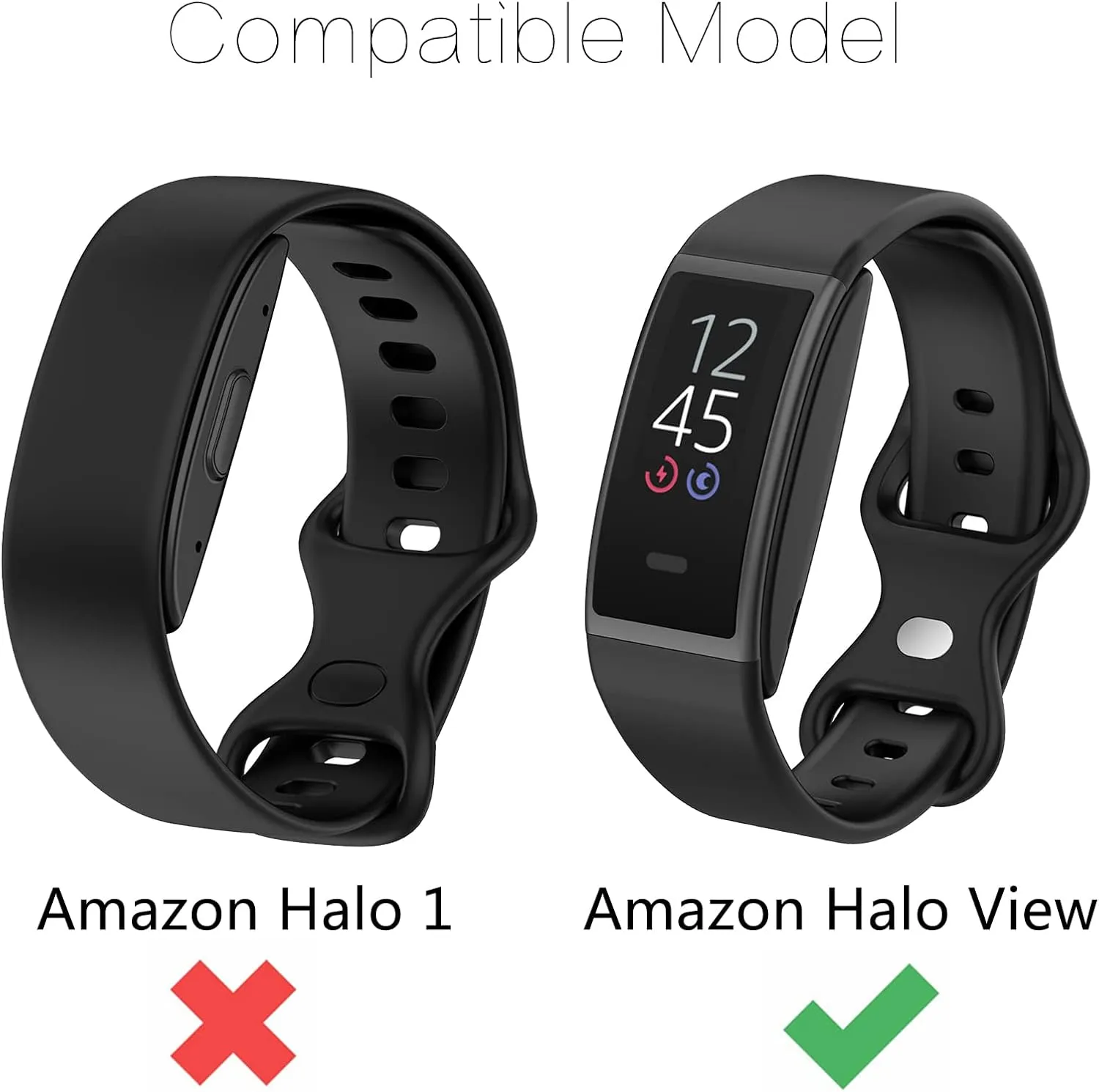 FitTurn Sport Watch Band Compatible with Amazon Halo View Replacement Soft Silicone Wristband Sport Strap Accessories Men Women for Amazon Halo View Smartwatch