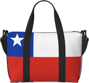 Flag of Chile Hand-held travel bag, messenger casual handbag, suitable for work, travel, fitness, tourism, women's zipper storage bag,