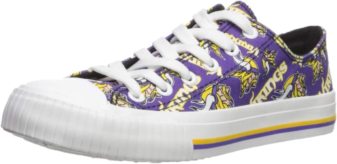 FOCO Women's NFL Team Logo Ladies Fashion Repeat Print Low Top Canvas Sneakers Shoes