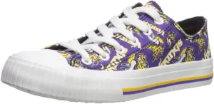 FOCO Women's NFL Team Logo Ladies Fashion Repeat Print Low Top Canvas Sneakers Shoes