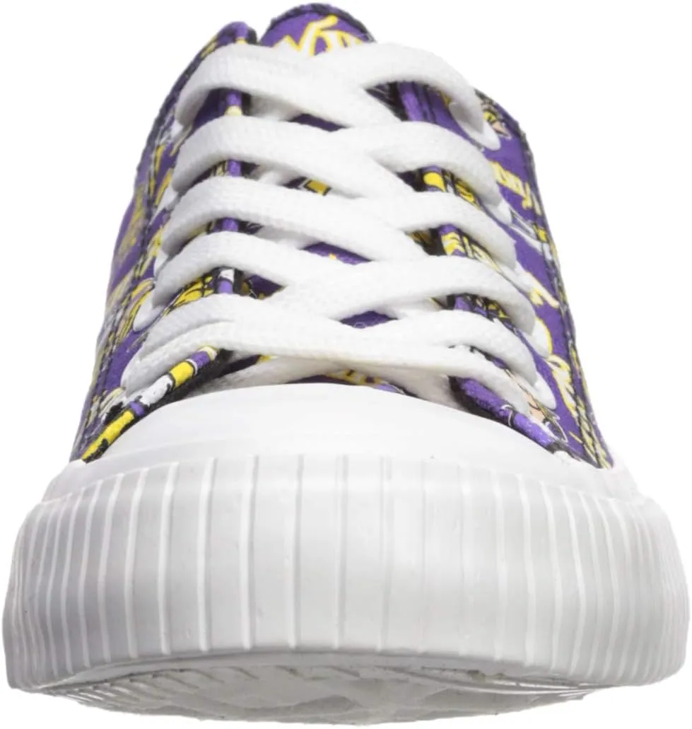 FOCO Women's NFL Team Logo Ladies Fashion Repeat Print Low Top Canvas Sneakers Shoes