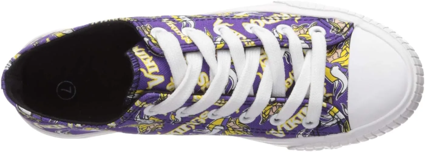 FOCO Women's NFL Team Logo Ladies Fashion Repeat Print Low Top Canvas Sneakers Shoes