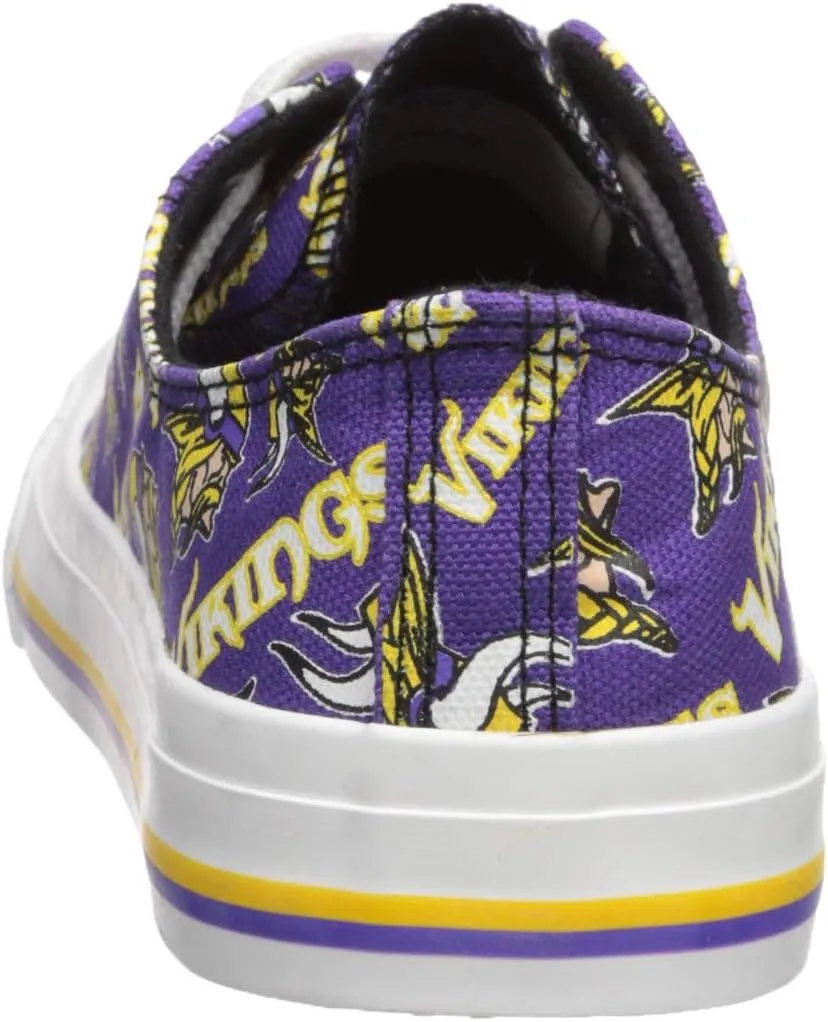 FOCO Women's NFL Team Logo Ladies Fashion Repeat Print Low Top Canvas Sneakers Shoes