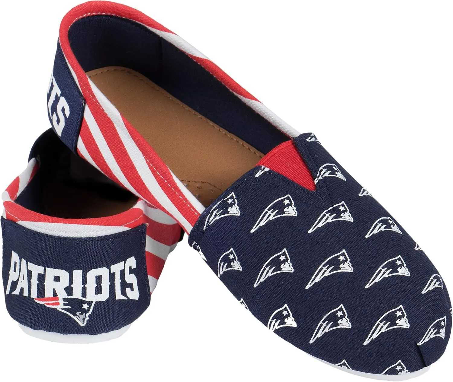 FOCO Women's NFL Team Logo Ladies Fashion Slip On Canvas Shoes