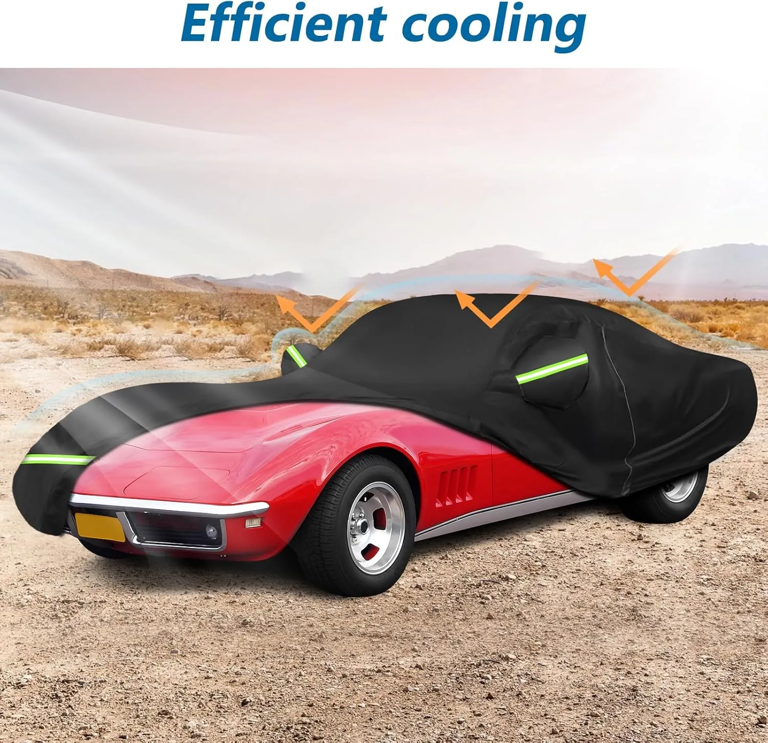 for C3 Corvette Car Cover Waterproof, Sun Heat Protection Outdoor Full Car Covers with Driver Side Zipper Windproof Heavy Duty All Weather Fit for C3 1968-1982 Chevy Corvette,Not for Rear Wing