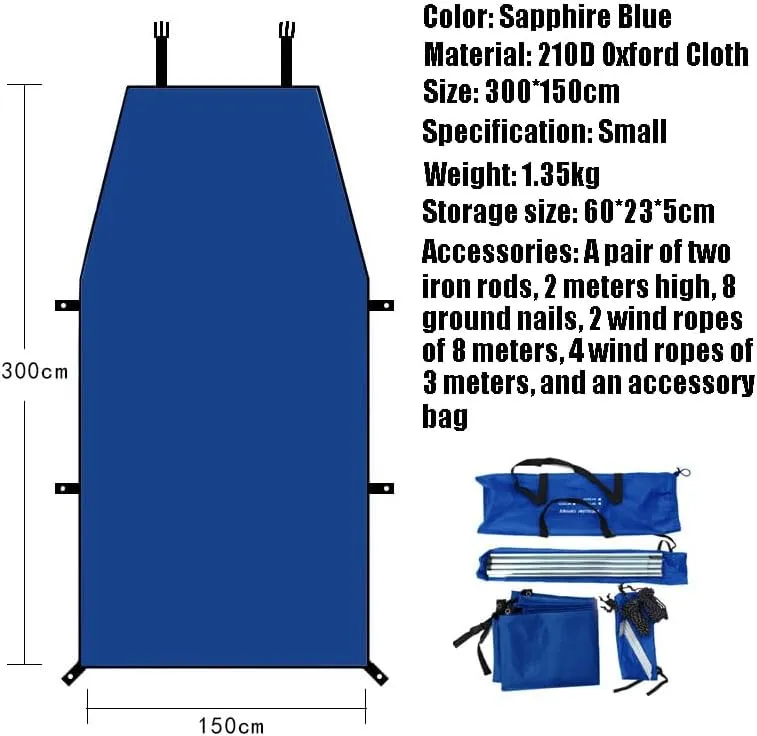 for Smart Concept/fortwo/forfour/Roadster Camping Tarpaulin Car Awning Waterproof Hammock Rainproof Sunshade Rainproof Awning Outdoor,C Blue-S