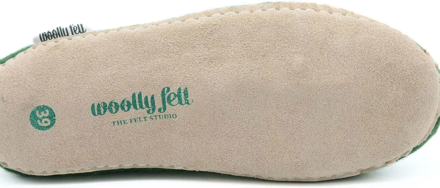 Forest Green Handmade Indoor Slippers, Soft, Cozy & Durable Slip Ons, Pure Merino Wool Slippers For Men And Women