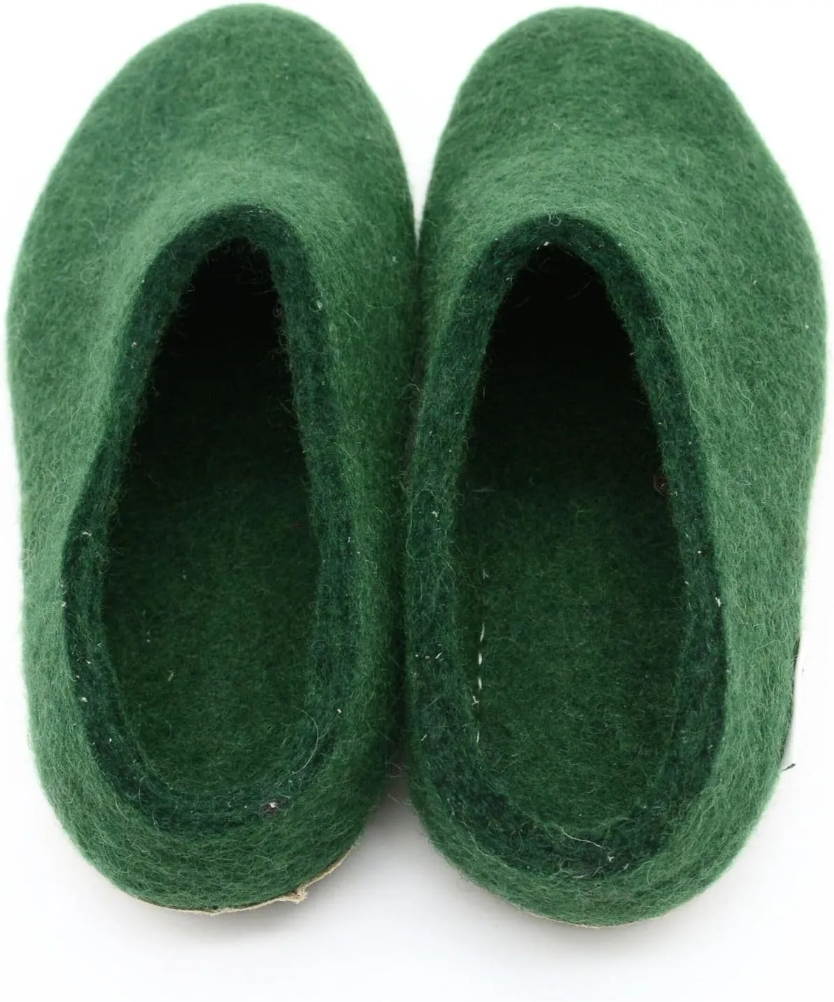 Forest Green Handmade Indoor Slippers, Soft, Cozy & Durable Slip Ons, Pure Merino Wool Slippers For Men And Women