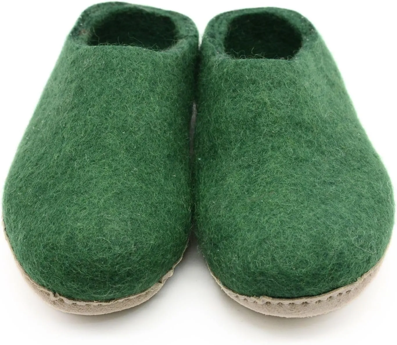 Forest Green Handmade Indoor Slippers, Soft, Cozy & Durable Slip Ons, Pure Merino Wool Slippers For Men And Women
