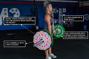 Fringe Sport Donut Weight Plates |Bumper Plates Pair | Hard Chrome Plating Surface Barbell Weight Set with Stainless Steel Insert | Durable Polyurethane Barbell Weights with Low Bounce