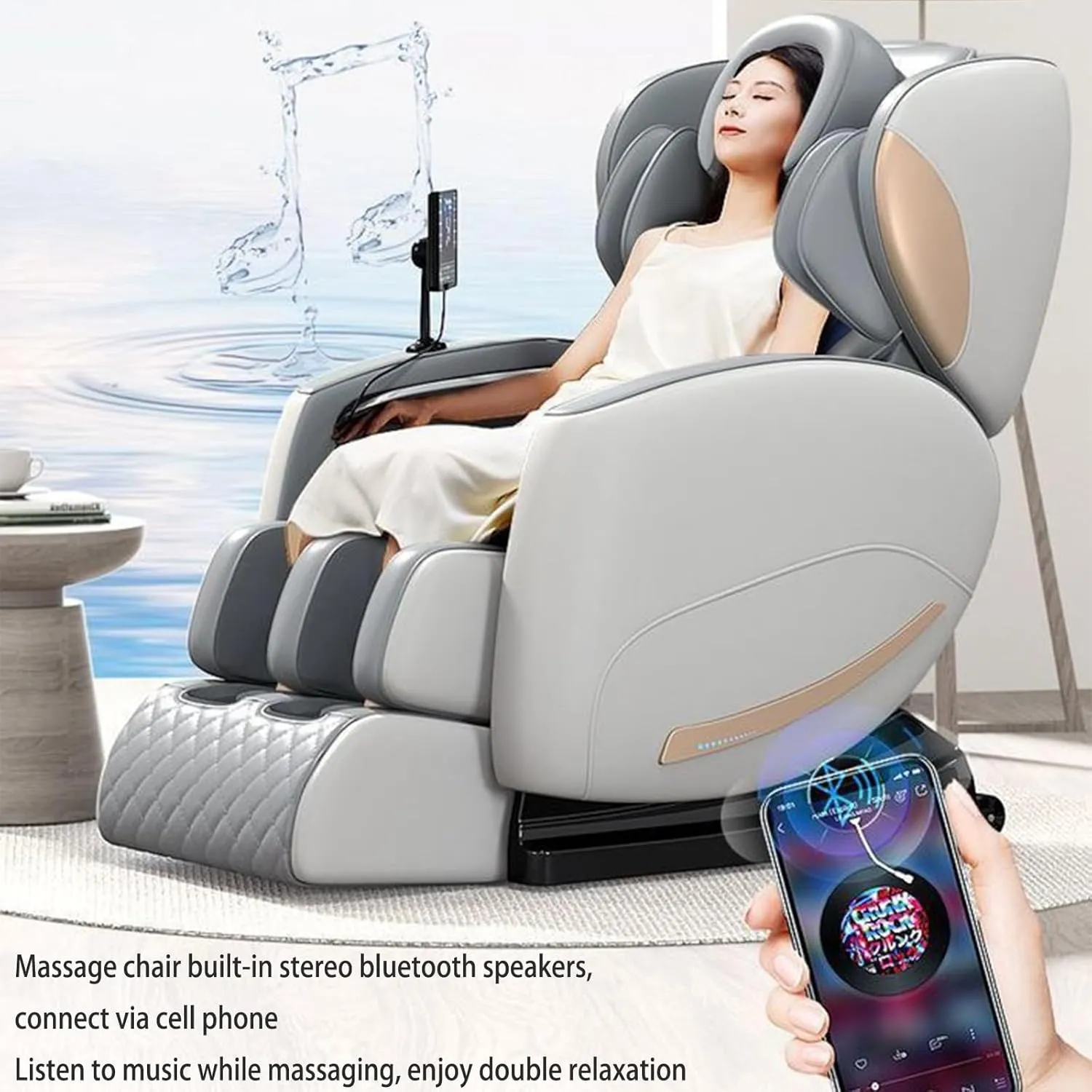 Full Body Massage Chair,Three Rows of Rollers On The Sole Spine Protection Mode High-Resilience Memory Foam Cushion Space-Saving