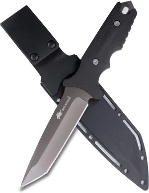 Full Tang Fixed Blade Tactical Knife, Made of 440C Stainless Stell And Rubber Glass Fiber Anti-skidding Handle for Outdoor, Tactical, Survival, Hunting, Camping (Black)