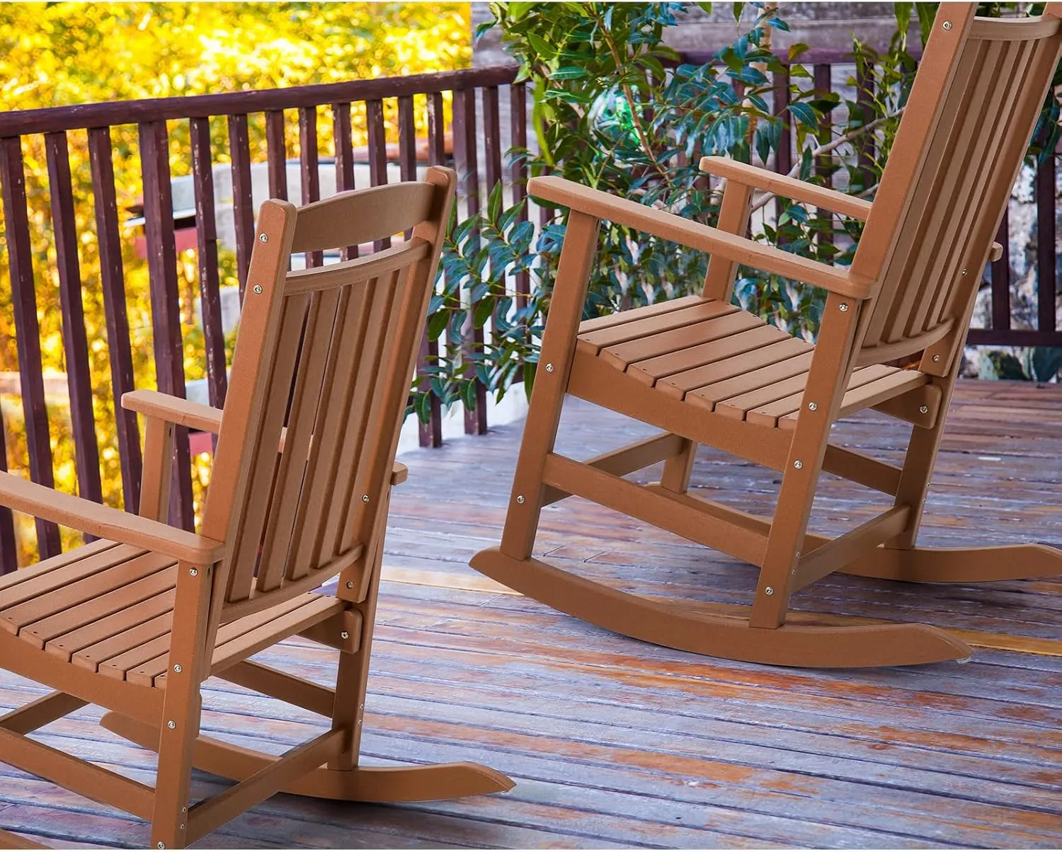 FUNBERRY Outdoor Rocking Chairs, HDPE All Weather Poly Lumber Rocker, High Back Patio Rockers Easy Assembly