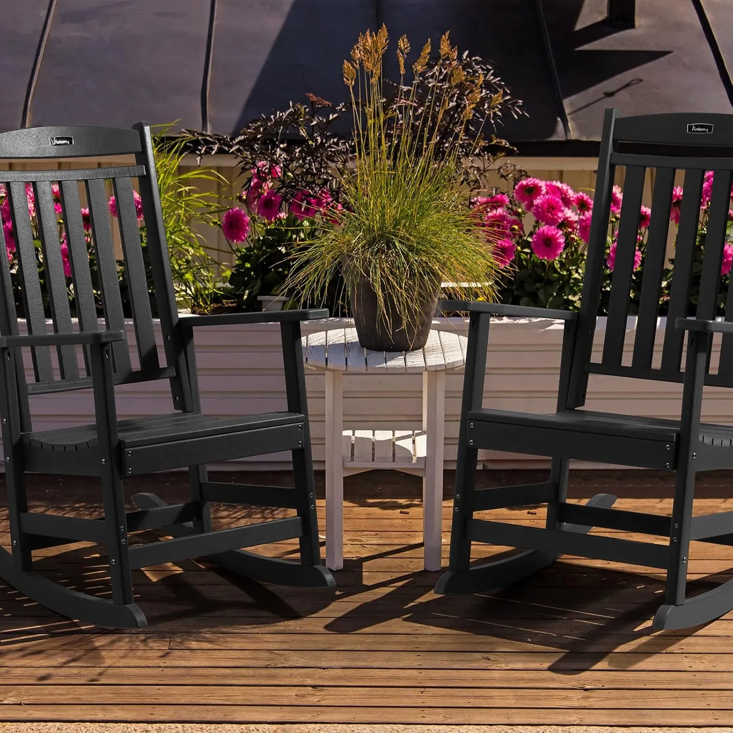 FUNBERRY Outdoor Rocking Chairs, HDPE All Weather Poly Lumber Rocker, High Back Patio Rockers Easy Assembly