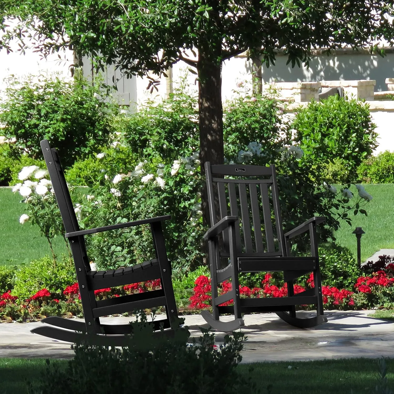 FUNBERRY Outdoor Rocking Chairs, HDPE All Weather Poly Lumber Rocker, High Back Patio Rockers Easy Assembly