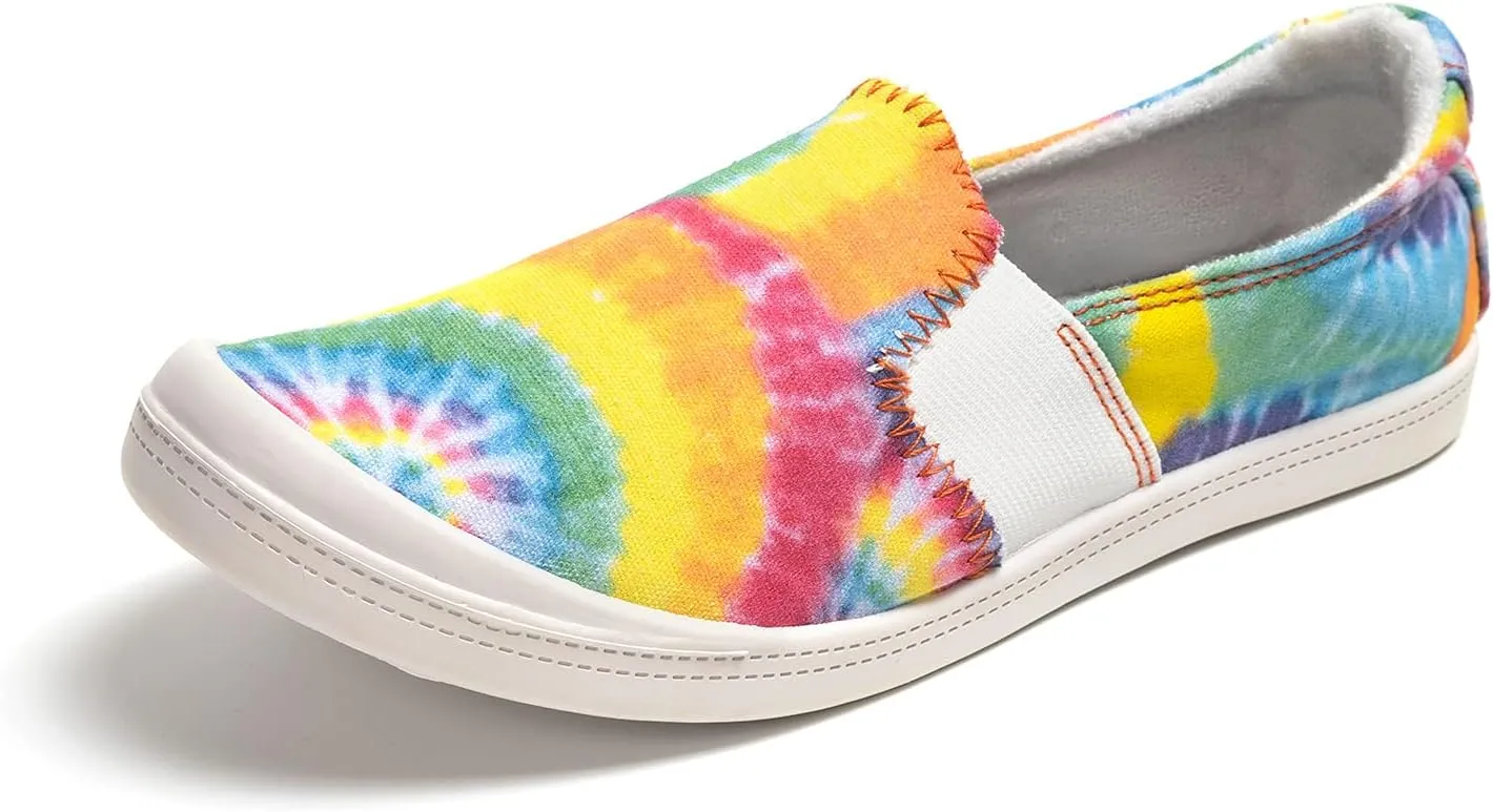 FUNKYMONKEY Shoes for Women, Comfort Low Top Canvas Slip On Sneakers Classic Casual Walking Shoes