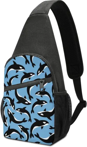 FunnyStar Killer Whales Orca Pattern Sling Daypack Casual Crossbody Backpack Chest Shoulder Bag For Travel And Hiking