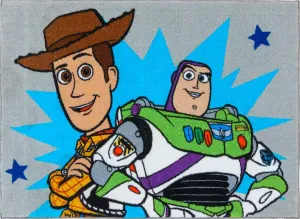 Gertmenian Disney Toy Story Rug Boys Girls Childrens Bedroom Decor Kids Home Play Room Mat Bedding Area Carpet, 3x5 Small, Woody Buzz Lightyear Gray Blue