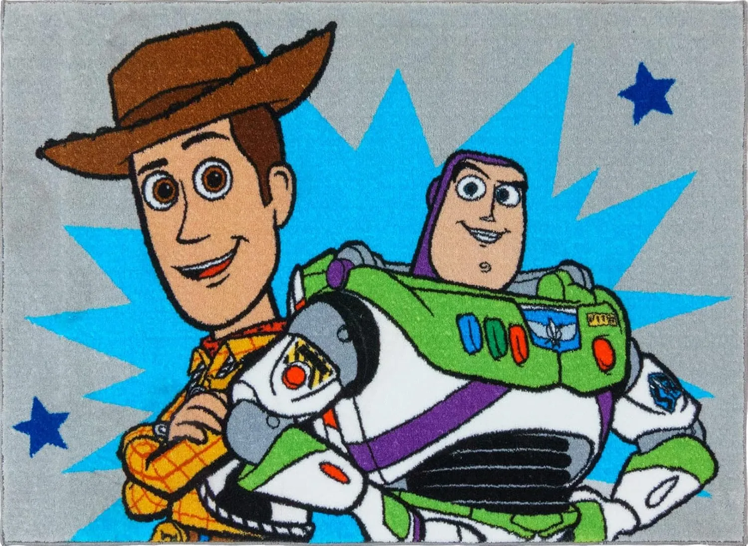 Gertmenian Disney Toy Story Rug Boys Girls Childrens Bedroom Decor Kids Home Play Room Mat Bedding Area Carpet, 3x5 Small, Woody Buzz Lightyear Gray Blue