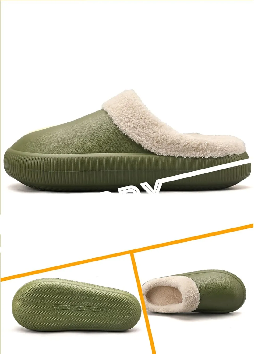 gigididi Unisex Winter Fur Lined Clogs Room Shoes, Warm and Fuzzy House Slippers