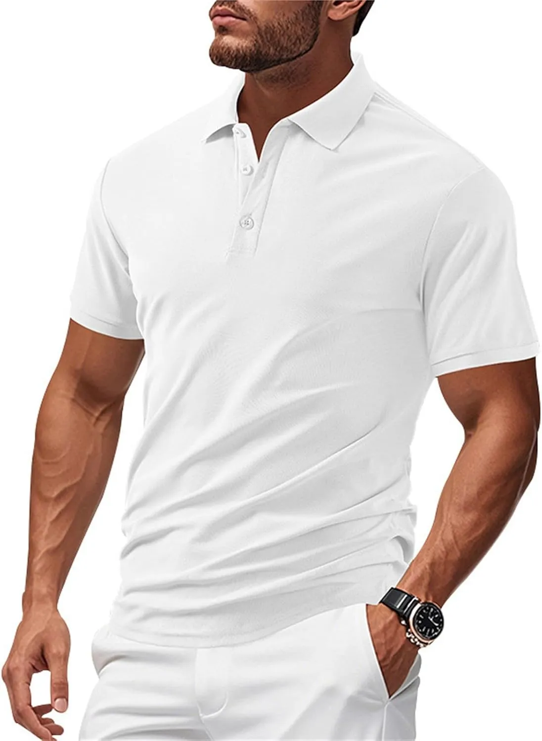Golf Shirts for Men Performance Short Sleeve Sports Tactical T-Shirt Athletic Moisture Wicking Gym Tees Workout Tops